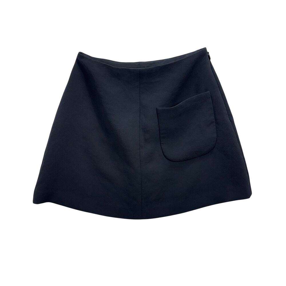 Wilfred Aritzia Black Mini Skirt Size 00 Silk Trim Japanese Fabric Pocket